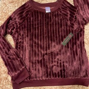 Burgundy Velvet Plush Sweater